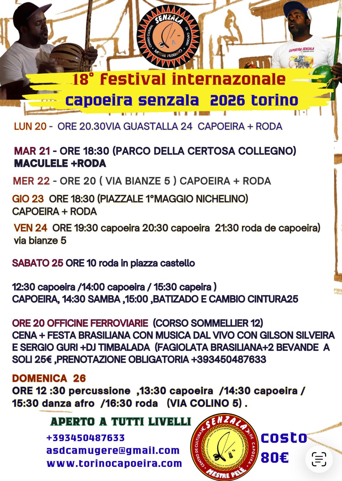 18° Festival Internazionale Capoeira Senzala 2026 Torino